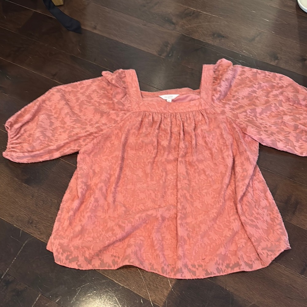 LC Lauren Conrad Pink Puff Sleeve Blouse